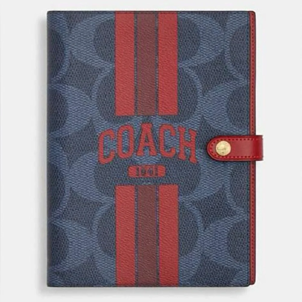 Coach Notebook In Signature Canvas blue/bold red CBL05 NWT
